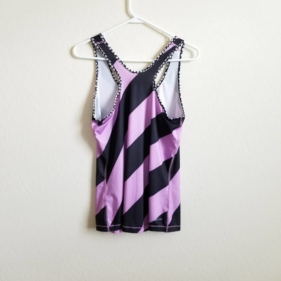Nike Pro Purple Black Stripe Polka Dot Tank L - Picture 4 of 5